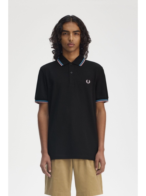Fred Perry M3600 TWIN TIPPED Y44 BLK/CRT BL/DKPNK foto 3