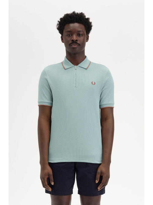 Fred Perry M9882 TEXT. ZIP NECK POLO 959 SILVER BLUE foto 3