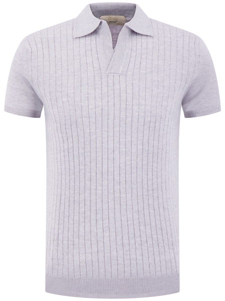 Aurelien BUTTONLESS RIBBED POLO SHIRT LIGHT GREY