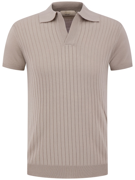 Aurelien BUTTONLESS RIBBED POLO SHIRT GREIGE