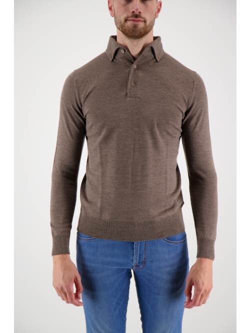 Valentoni Polo lm button down 806 Taupe foto 5