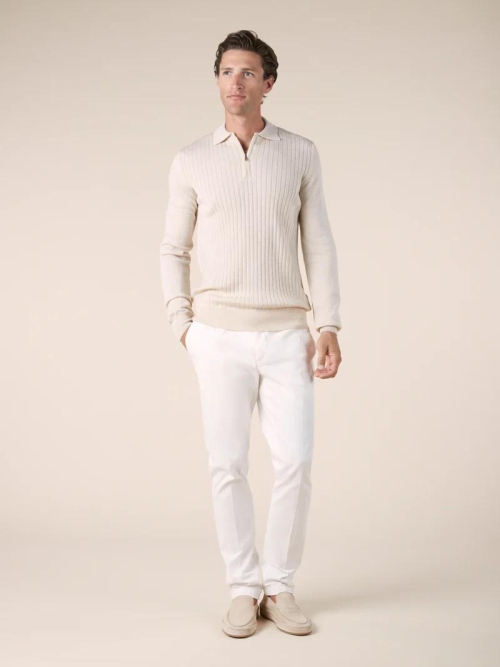Aurelien RIBBED ZIPPER POLO LIGHT BEIGE foto 4
