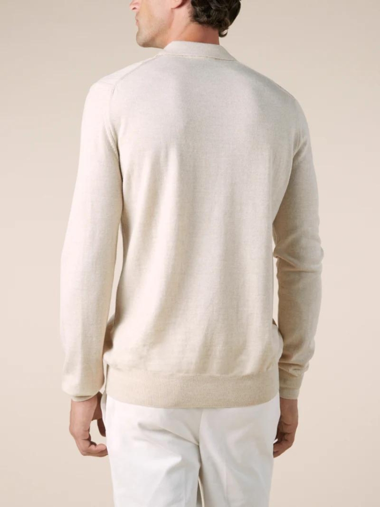 Aurelien RIBBED ZIPPER POLO LIGHT BEIGE