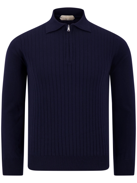 Aurelien RIBBED ZIPPER POLO NAVY Aurelien RIBBED ZIPPER POLO NAVY
