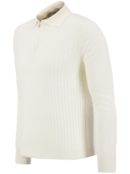 Aurelien RIBBED ZIPPER POLO IVORY