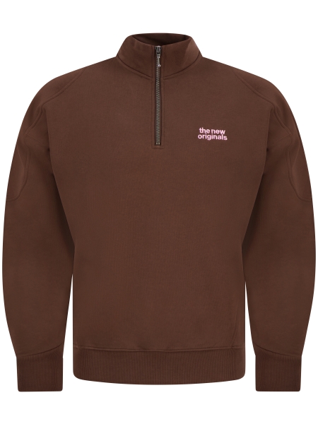 TNO EMBLEM HALF ZIP SWEATER POTTING SOIL/LIGHT PINK