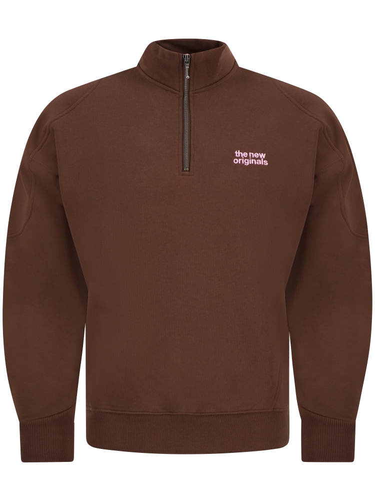 TNO EMBLEM HALF ZIP SWEATER POTTING SOIL/LIGHT PINK