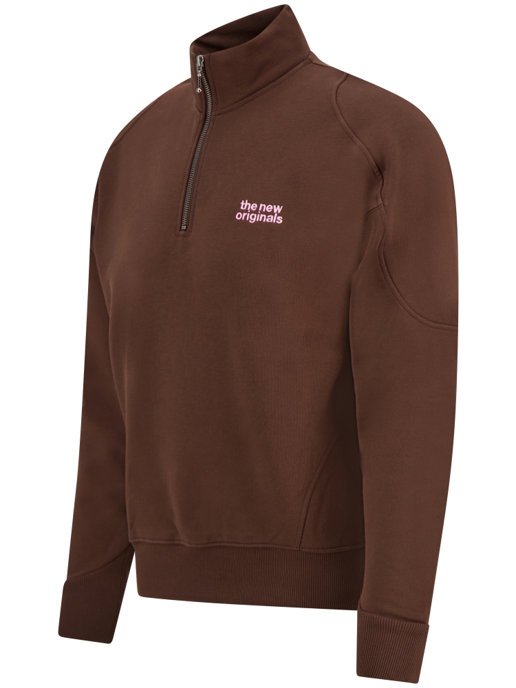 TNO EMBLEM HALF ZIP SWEATER POTTING SOIL/LIGHT PINK