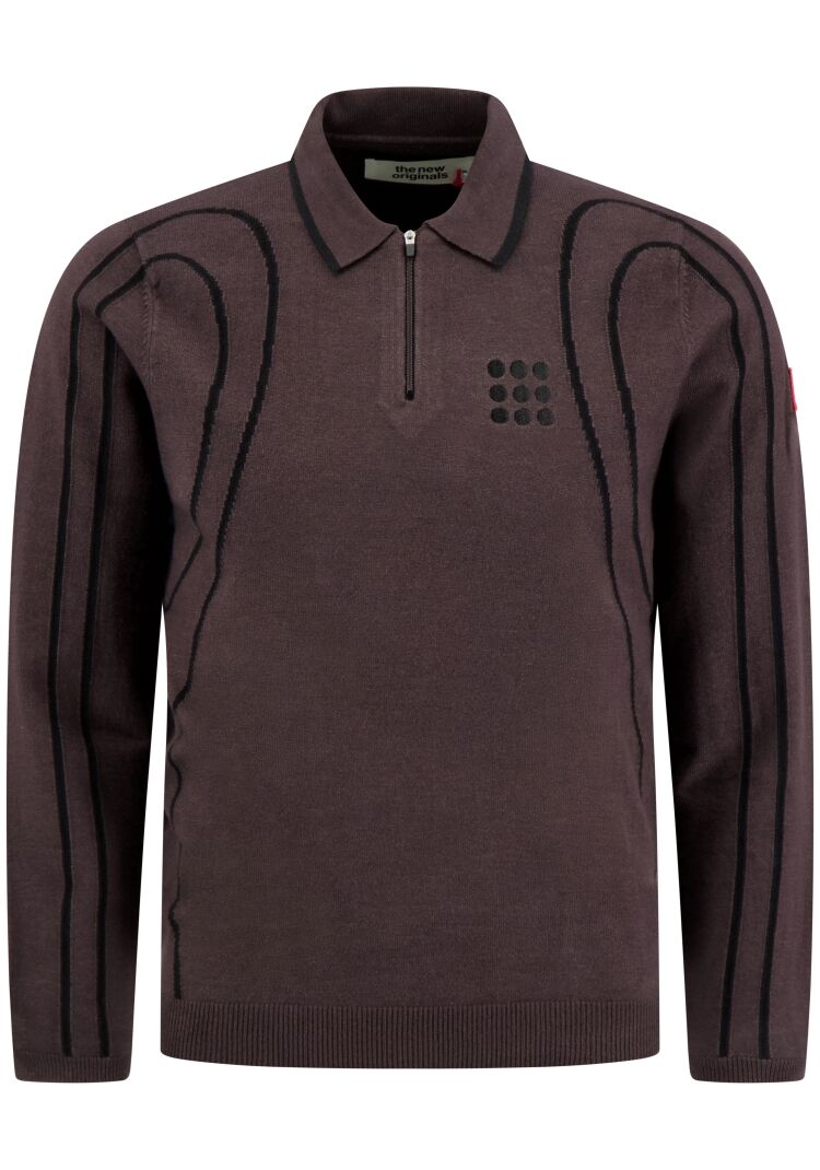 TNO INNERSPACE LONG SLEEVE POLO BROWN M./BLACK
