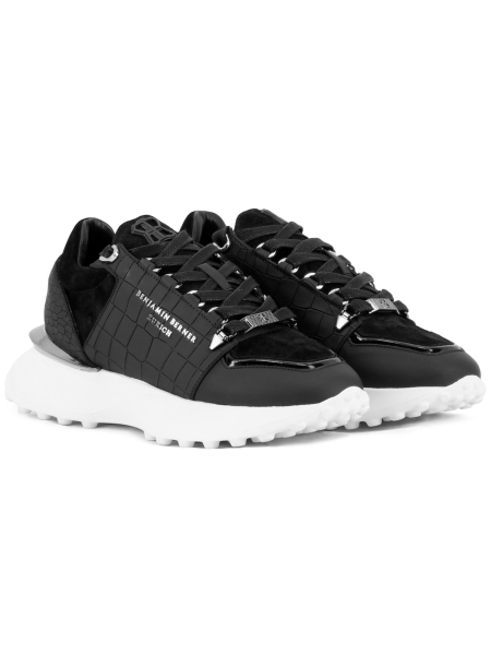 Benjamin Berner BNJ0181 ALLIGATOR EFFECT SUEDE BLACK