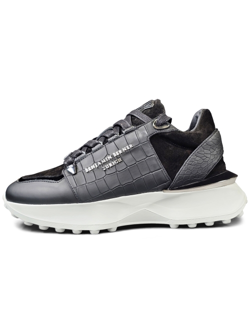 Benjamin Berner BNJ0181 ALLIGATOR EFFECT SUEDE BLACK foto 4