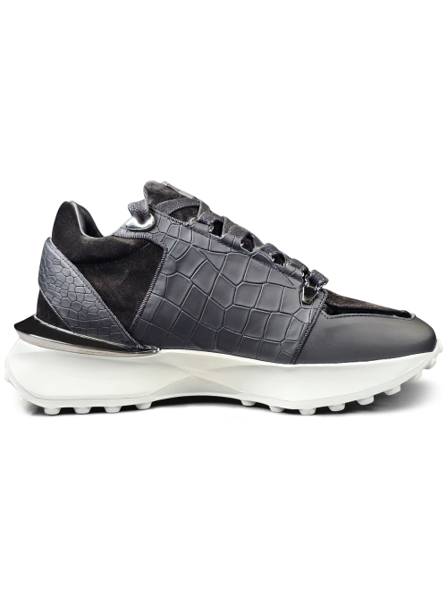 Benjamin Berner BNJ0181 ALLIGATOR EFFECT SUEDE BLACK foto 5