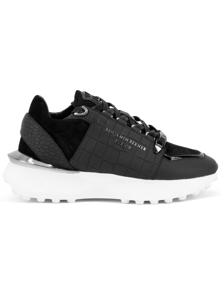 Benjamin Berner BNJ0181 ALLIGATOR EFFECT SUEDE BLACK
