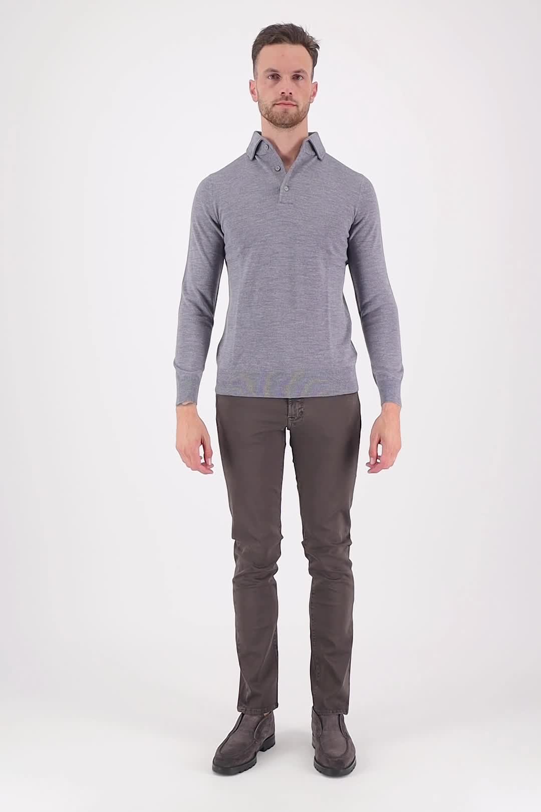 Valentoni Polo lm button down 803 mid grey video