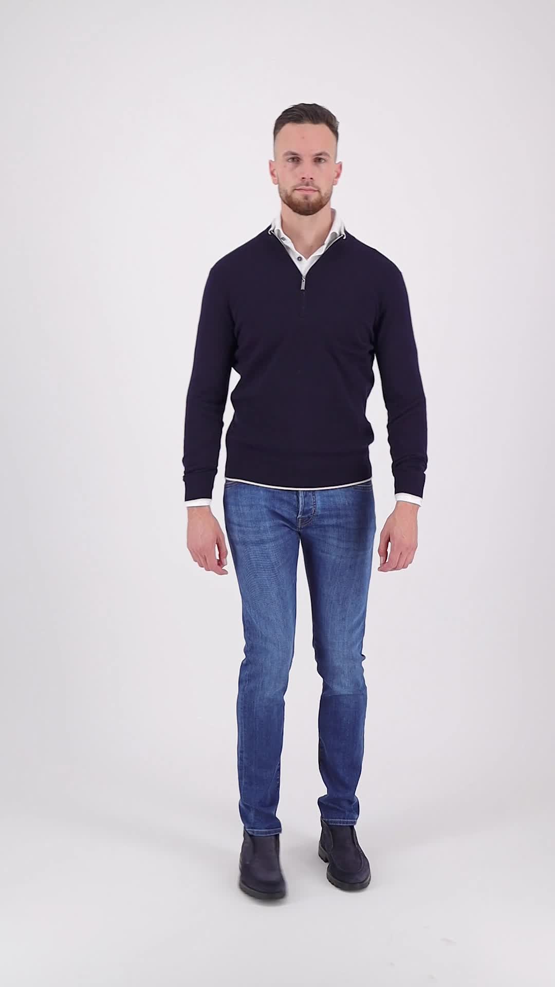 Valentoni TOM HALF ZIP OFFICER NAVY/PRISTINE video